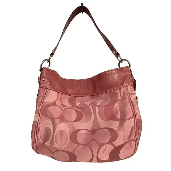 Y2K PINK Coach Signature C Logo Hobo Shoulder Bag VTG Zoe Optic EUC 2000s F14710 - Picture 1 of 11